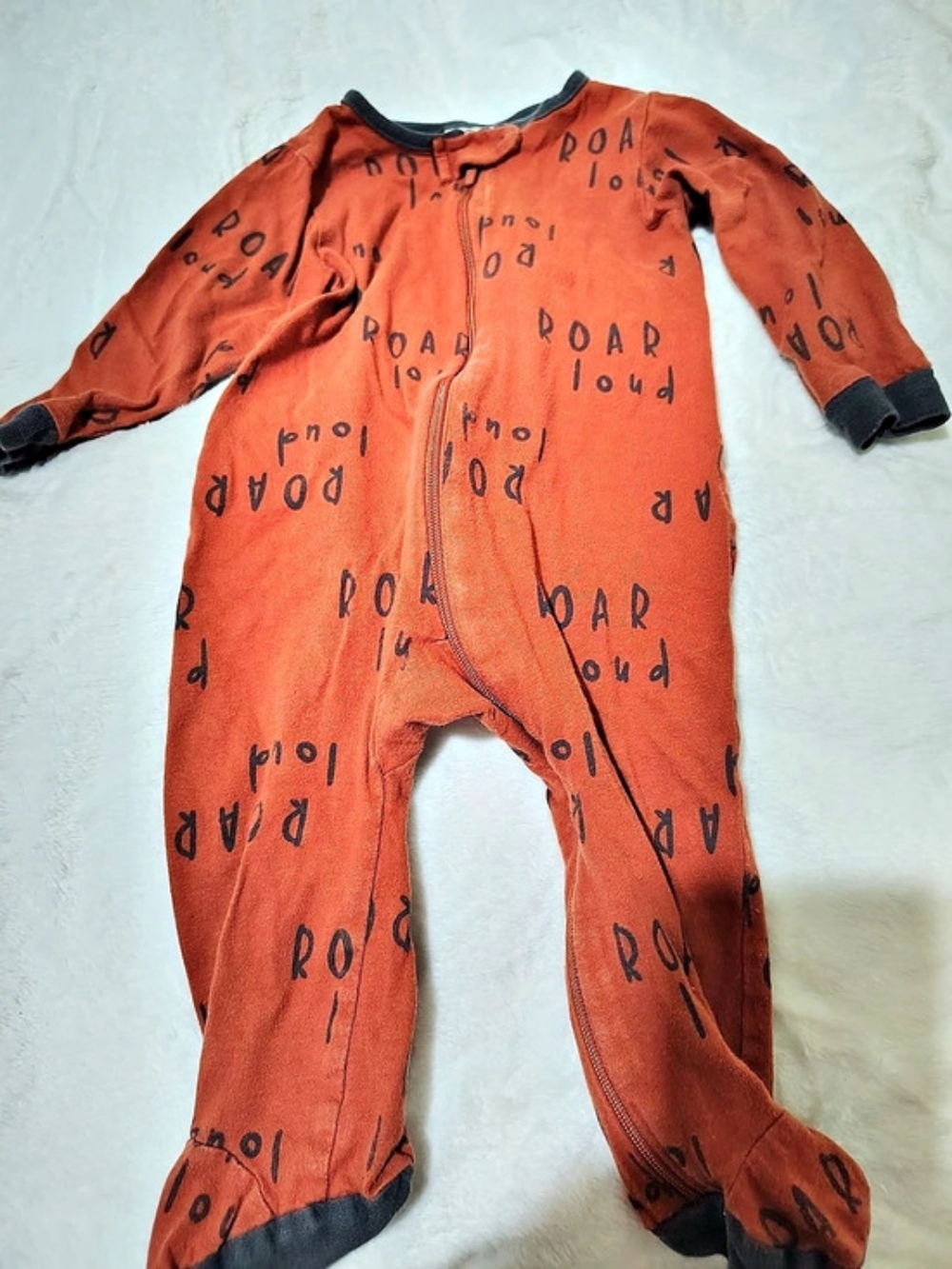 Gerber Roar Loud Zip-Front Footed Sleep 'N Play Romper Baby 3M Orange & Black